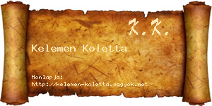 Kelemen Koletta névjegykártya